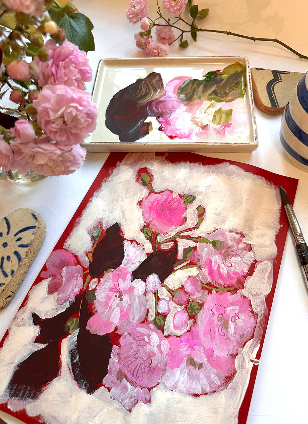 PAINT A GOUACHE ROSE WITH ME